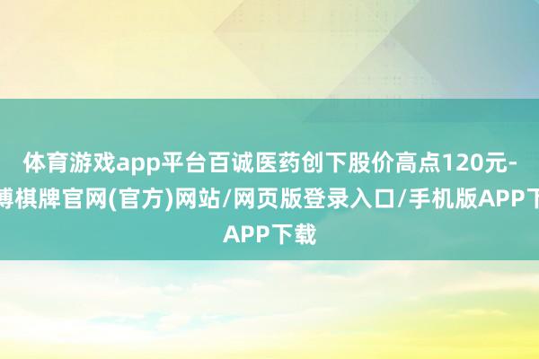 体育游戏app平台百诚医药创下股价高点120元-亚博棋牌官网(官方)网站/网页版登录入口/手机版APP下载